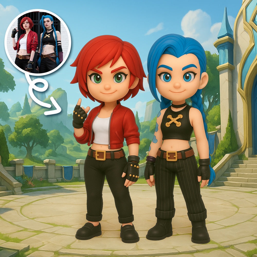 Custom 3D Chibi Figures from Two Cosplay Photos Personalized Anime Style Mini Character Models