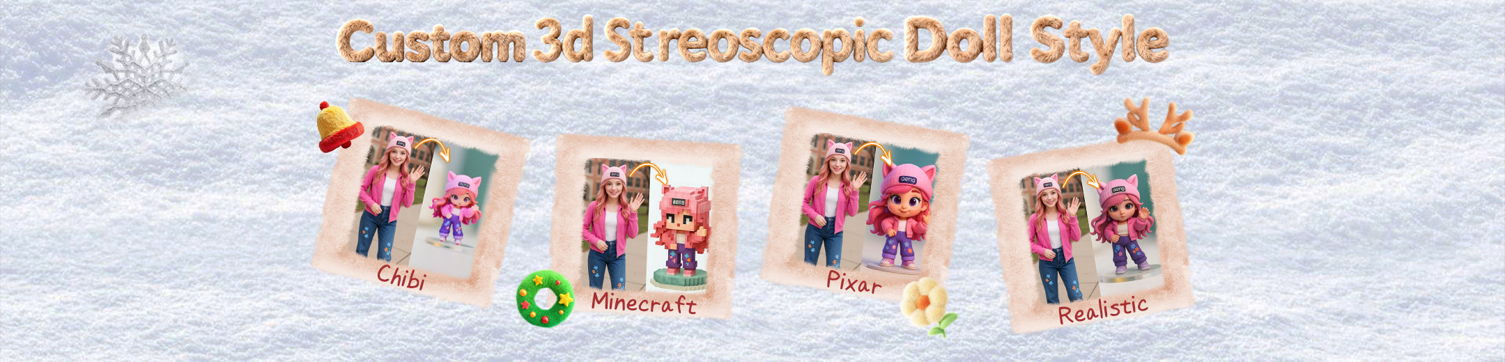 Promotional banner for custom 3D stereoscopic dolls for PC