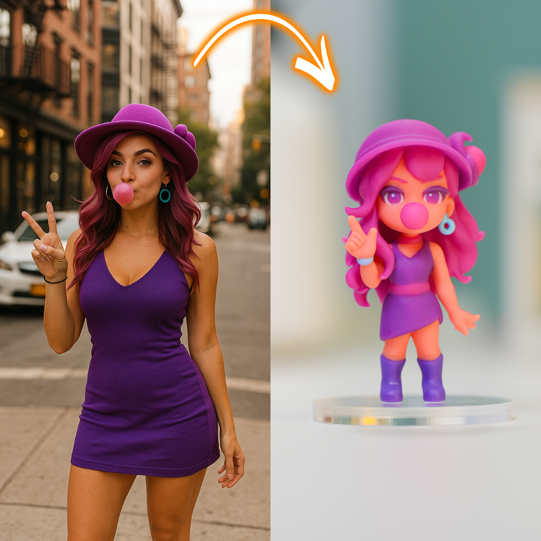Custom Urban Chic Girl 3D Figurine - Personalized Bestie Birthday Gift