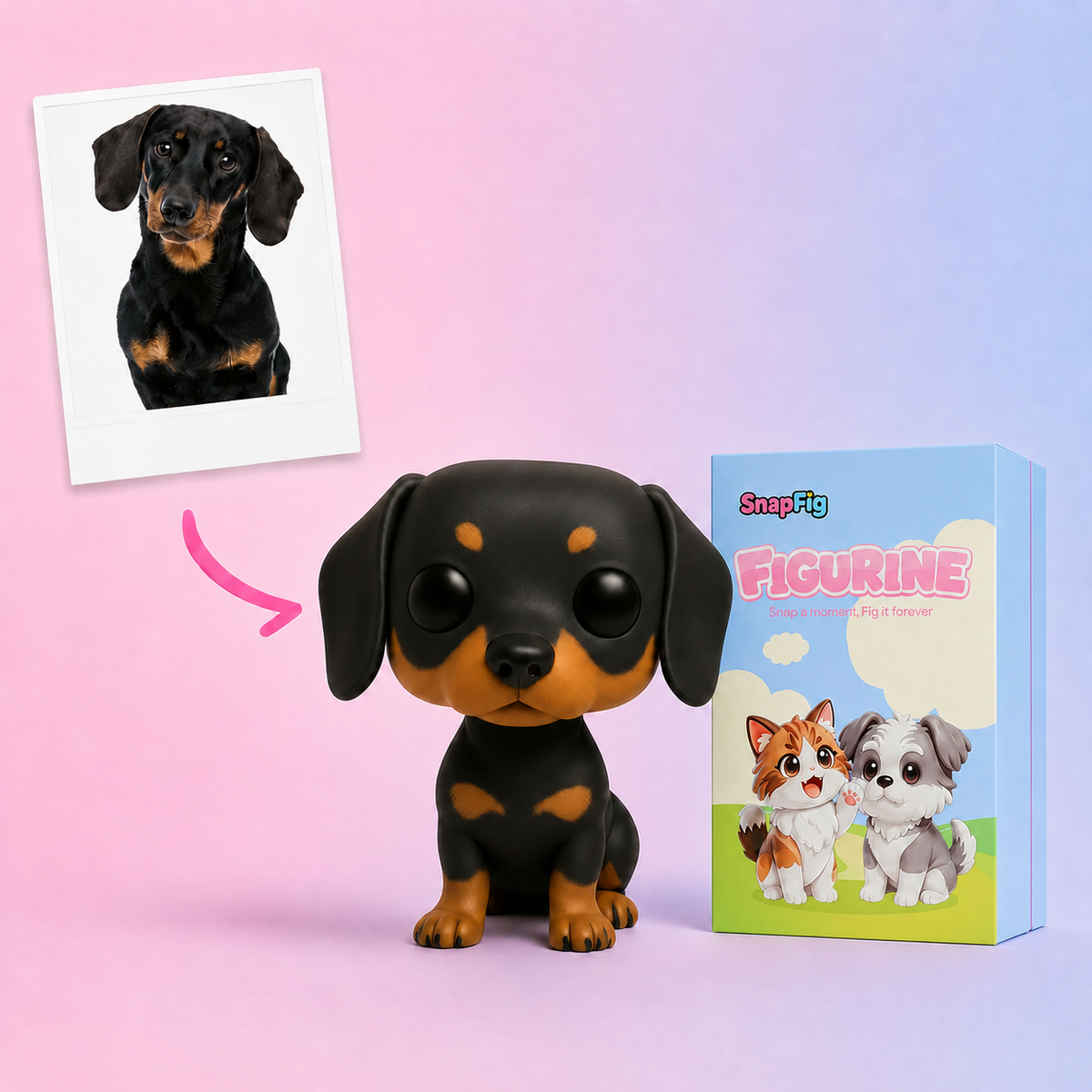 Personalized Dog Funko figure with custom coat markings