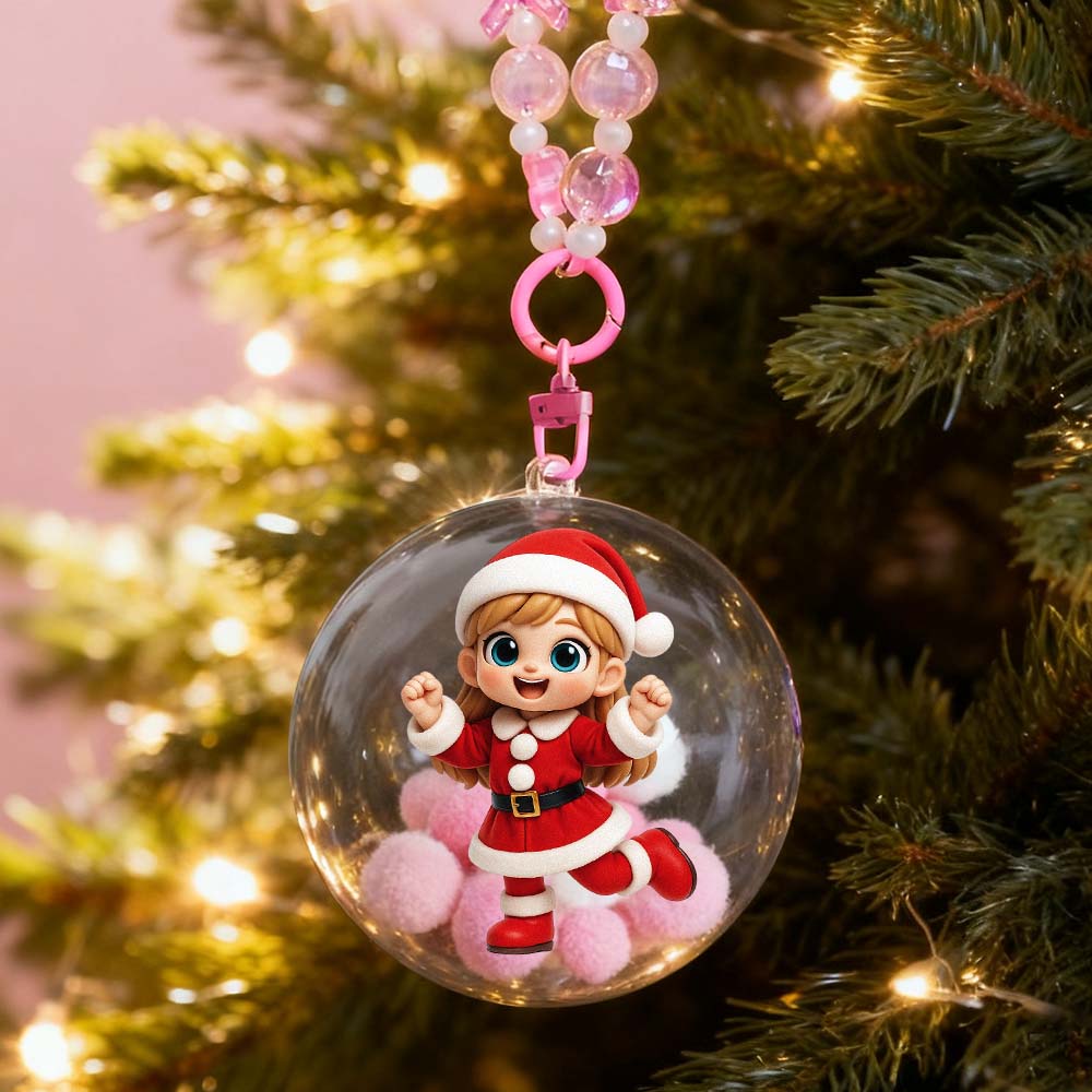 Custom 3D Mini Figure from Photo Christmas Ornament Personalized Transparent Hanging Ball Decoration for Christmas Tree