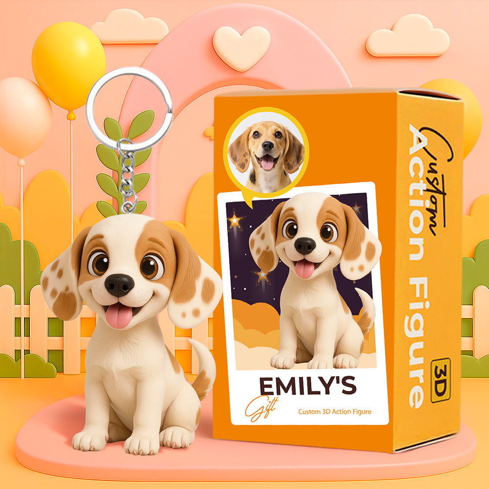 Personalized Cartoon Pet Keychain Custom 3D Animal Figure Cute Dog Cat Avatar Gift for Pet Lovers