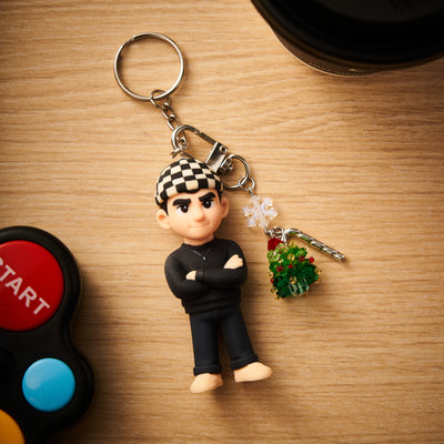 Custom 3D Keychain Mini Doll from Photo with Crystal Christmas Tree Pendant Custom Cartoon Character Unique Keyring & Creative Gift with Tree