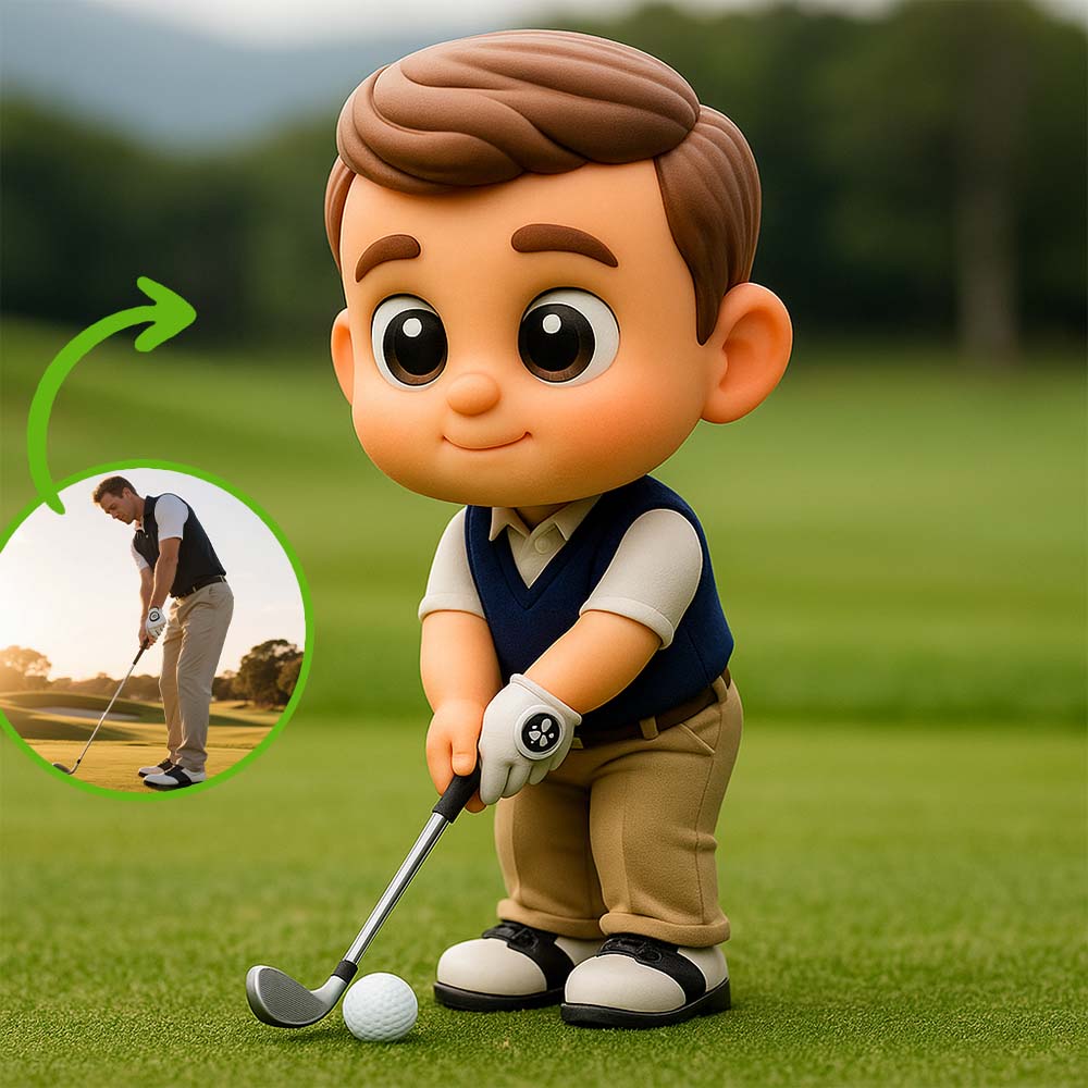 Custom 3D Action Figure Personalized Photo Gift Idea Milestone Trophy for Golf Sports Enthusiasts