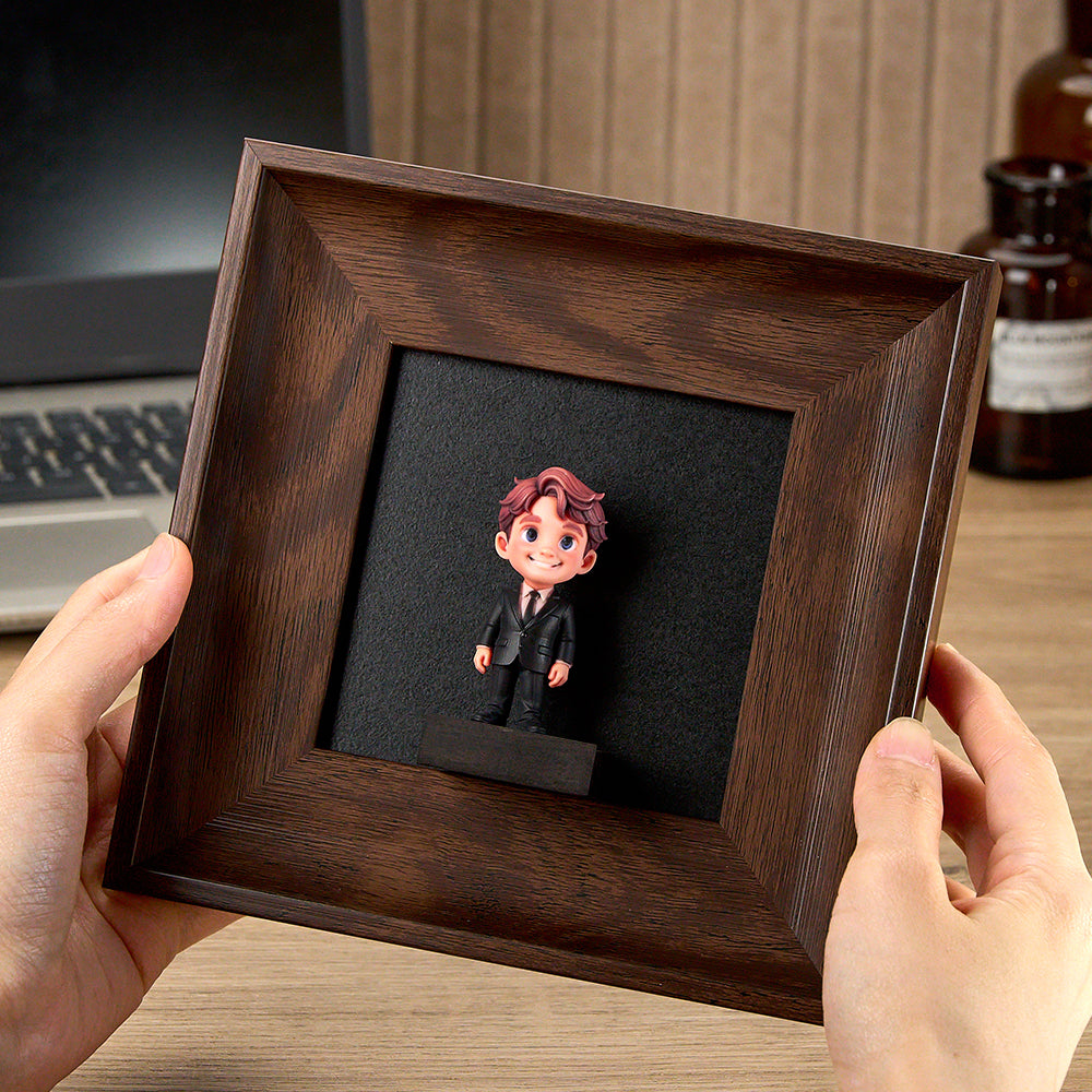 Memorial Photo to 3D Figurine in Wooden Frame Unique Custom Gift Decor Christmas Present