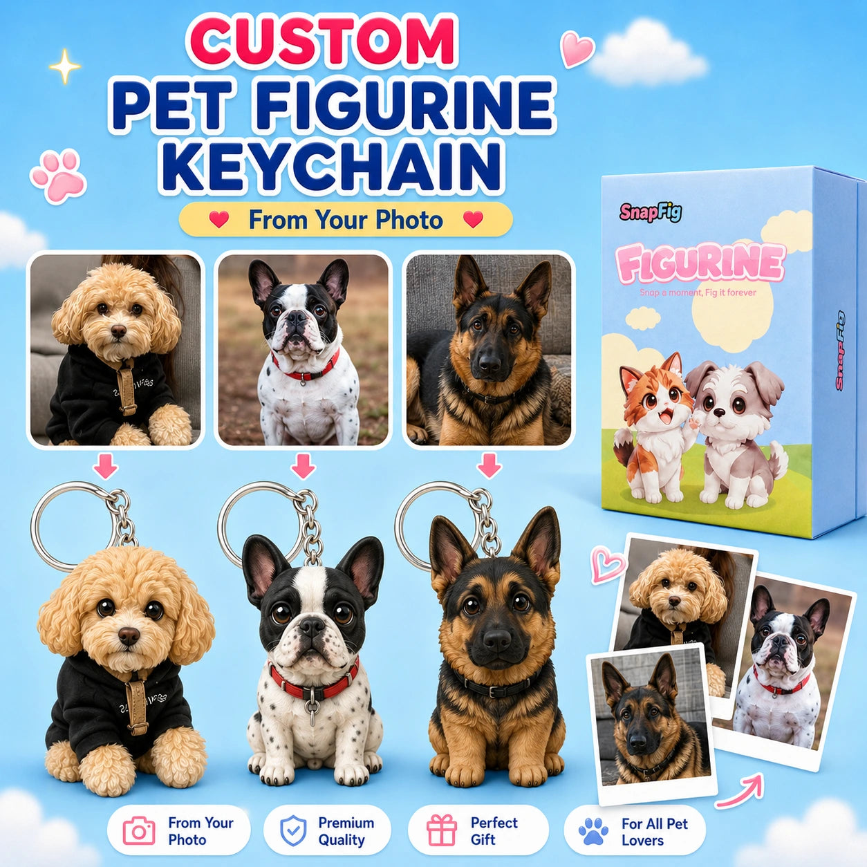 Custom Pet Figurine Keychain - Carry Your Furry Best Friend Everywhere