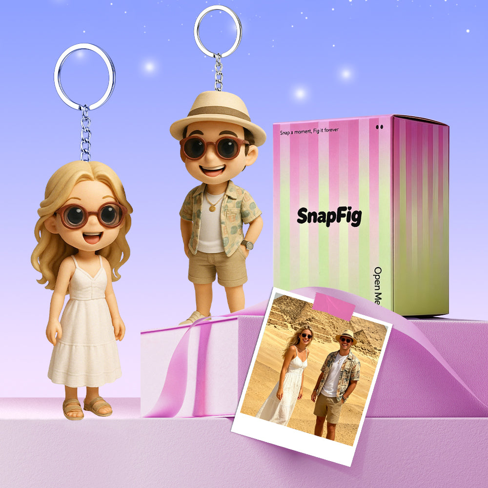 Custom 3D Keychain Figure from Your Photo Personalized Mini Doll Christmas Gift for Couples Family Friends