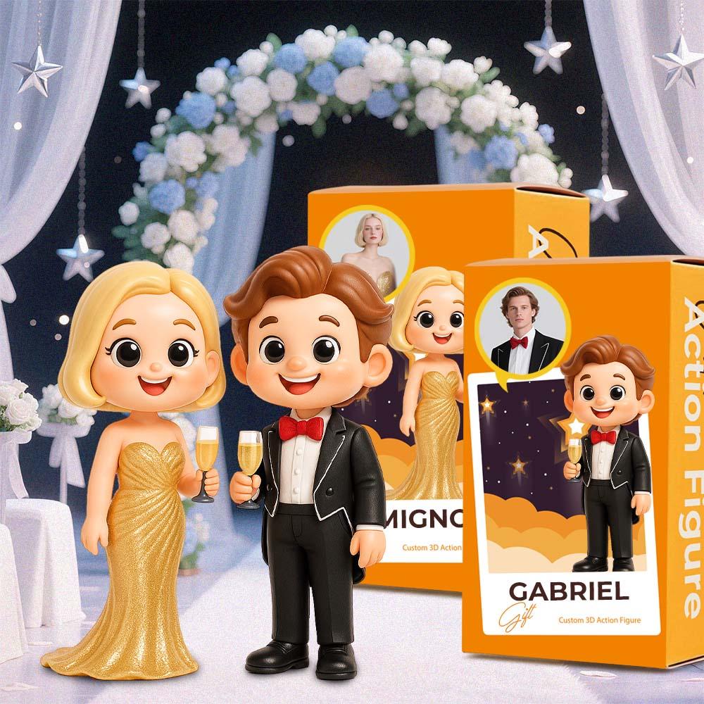 Personalized Cartoon 3D Figurines for Two Custom Character Action Figures Based on Your Photos Romantic or Friendship Gift for Any Occasion