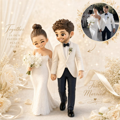 Personalisierte 3D-Paarfigur – Hochzeitstortenaufsatz & Jubiläumsgeschenk