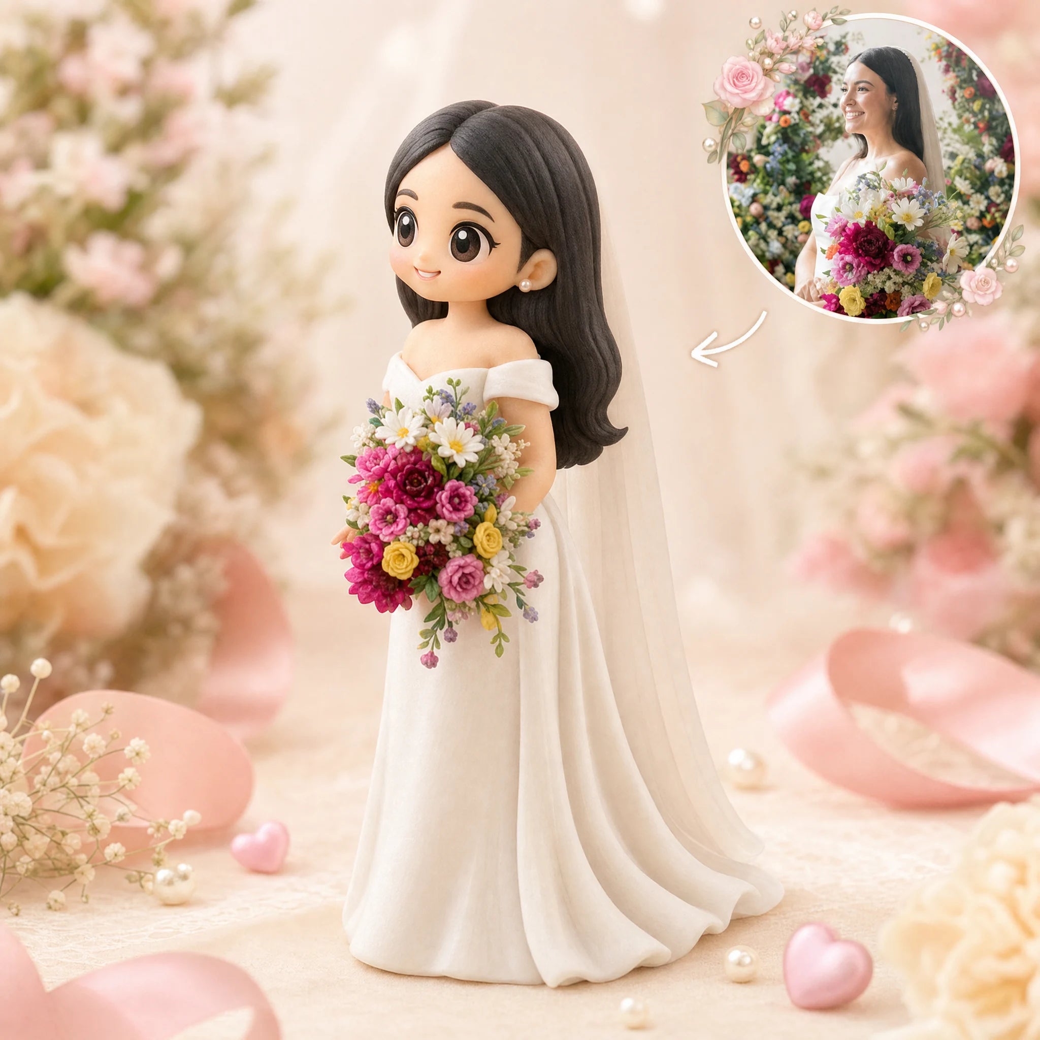 Personalisierte 3D-Paarfigur – Hochzeitstortenaufsatz & Jubiläumsgeschenk