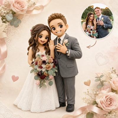 Personalisierte 3D-Paarfigur – Hochzeitstortenaufsatz & Jubiläumsgeschenk