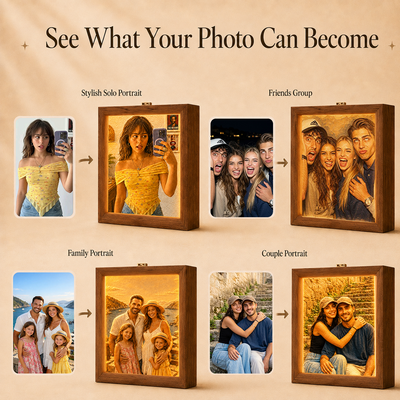 Custom 3D Embossed Relief Photo Frame - Oil Painting Lightbox Portrait