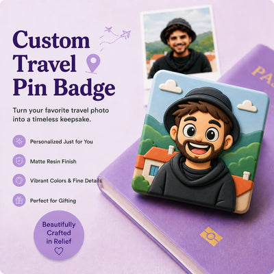Personalized Travel Souvenir Pin - Custom 3D Relief Badge