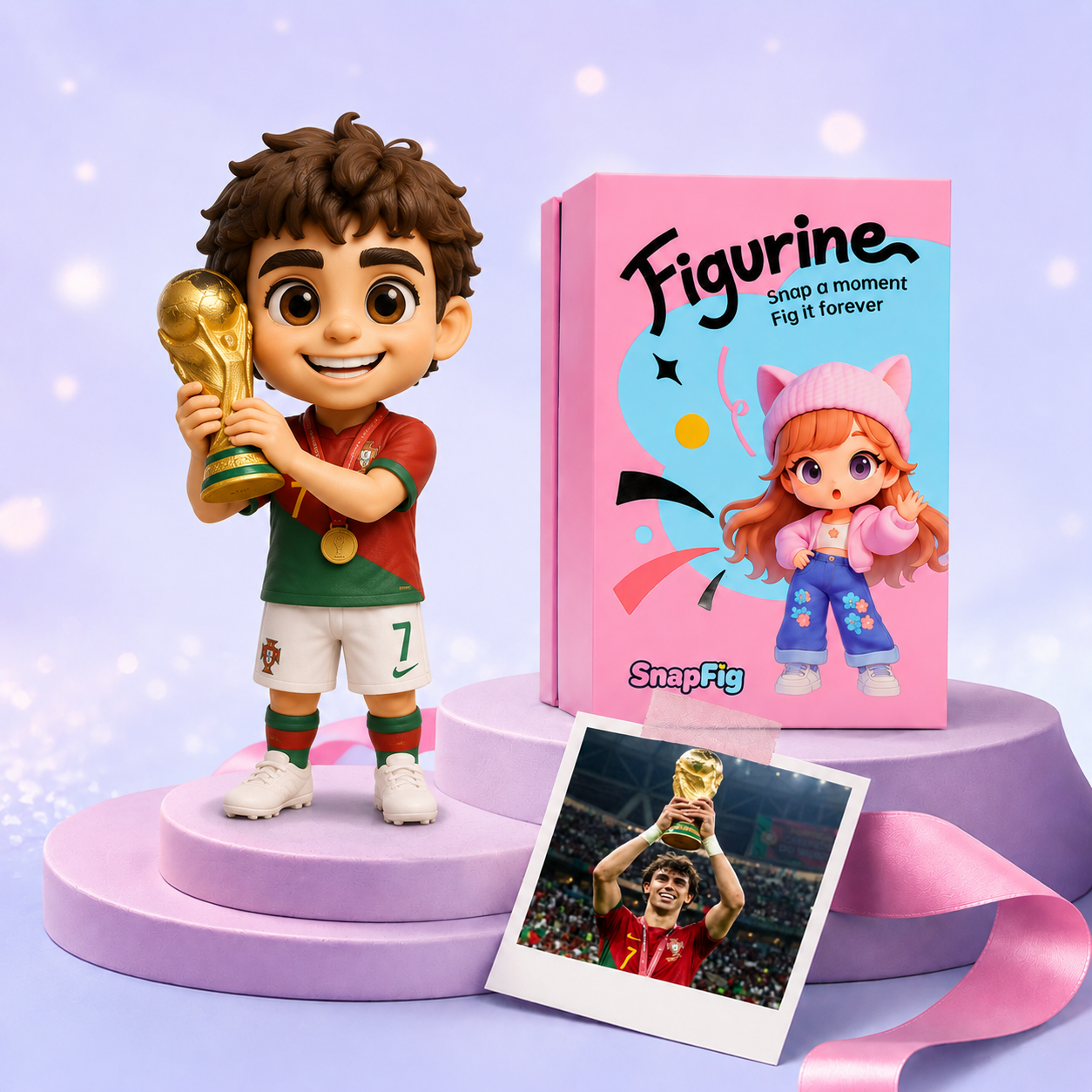 handcrafted custom football fan figurine in premium artisanal resin wearing a fully personalized national team kit with squad number and badge, displayed as a man cave centerpiece for the 2026 World Cup