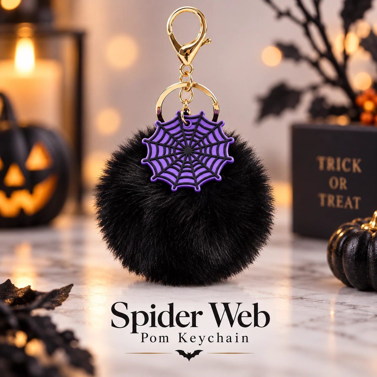 Cute Halloween Pom Keychain