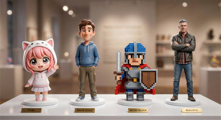Comparison of four custom 3D figurine styles by SnapFig