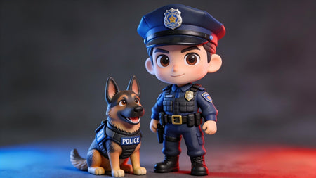 Custom 3D printed figurine of a K9 police officer