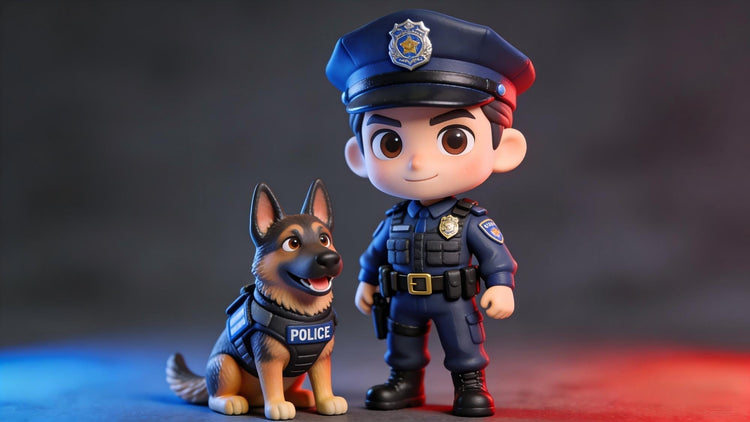 Custom 3D printed figurine of a K9 police officer