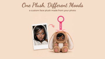 SnapFig replaceable face doll, a custom face plush keychain with a hand-finished resin face made from a photo