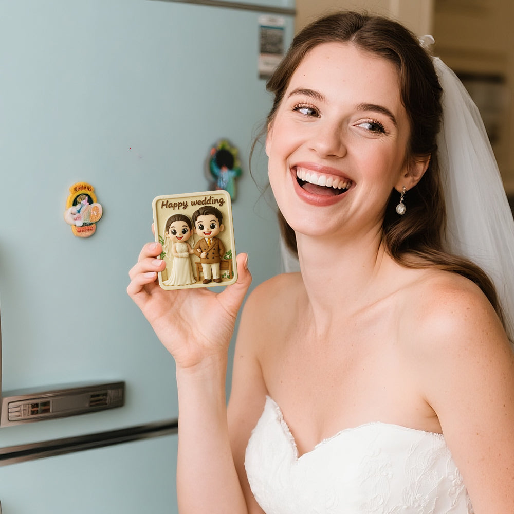 Romantic Custom 3D Fridge Magnet Couple Gift from Photo Personalized Magnetic Decoration for Anniversary