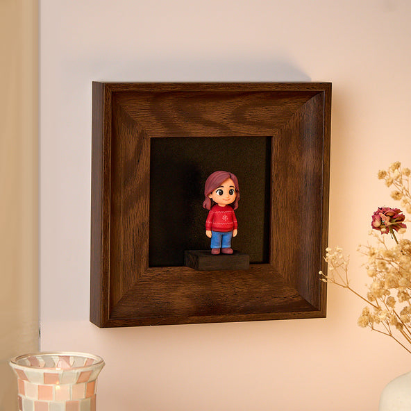 Memorial Photo to 3D Figurine in Wooden Frame Unique Custom Gift Decor Christmas Present