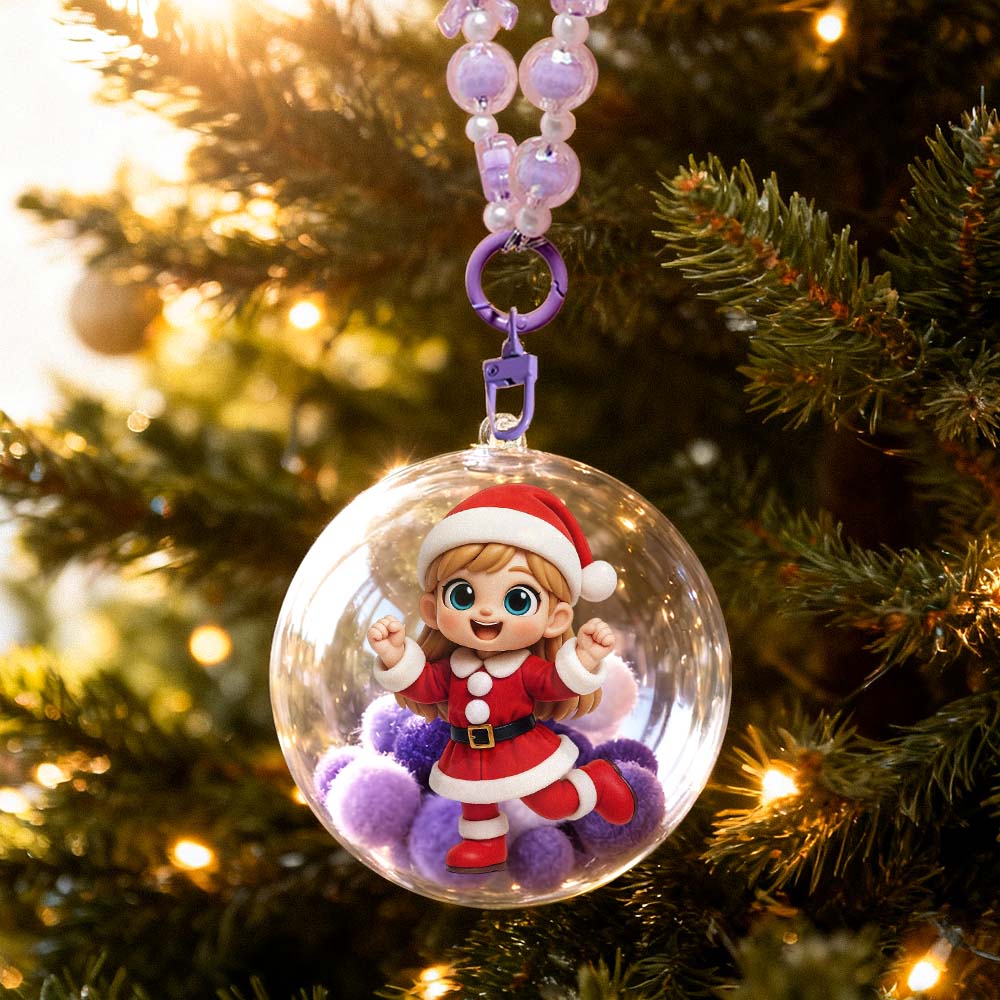 Custom 3D Mini Figure from Photo Christmas Ornament Personalized Transparent Hanging Ball Decoration for Christmas Tree