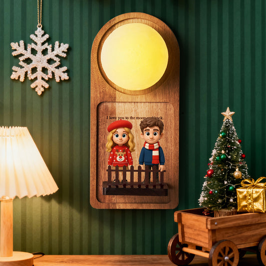 Personalized 3D Mini Doll Cartoon Wall Lamp Custom Figurine Night Light with Text, Perfect Gift for Couple or Family Holiday Home Decoration
