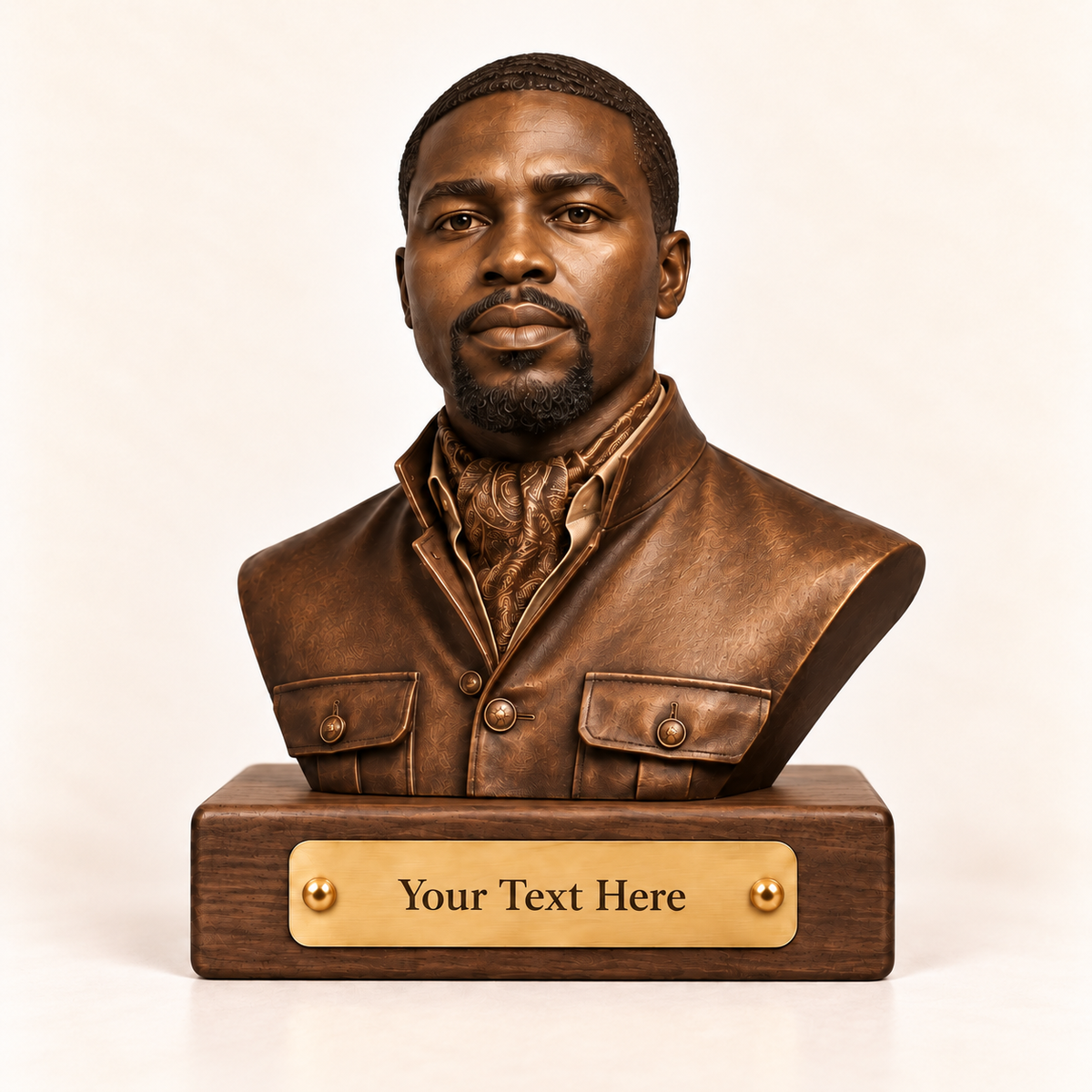 Custom Portrait Bust from Photo – Antique Bronze Finish with Black Walnut Base