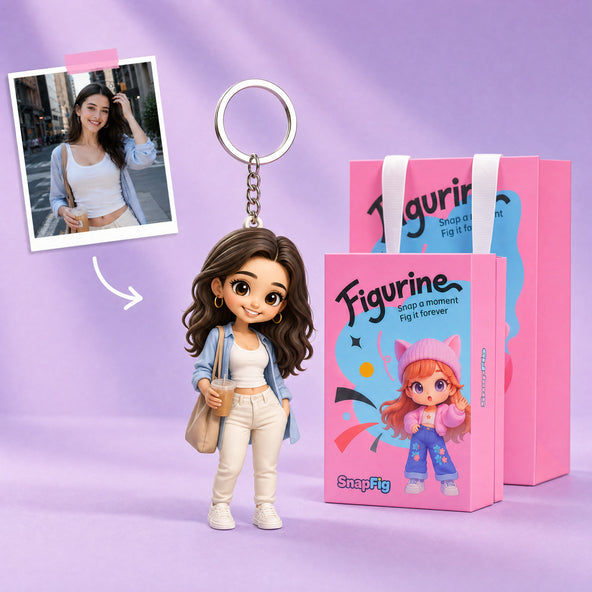 Custom 3D Figure Keychain - Personalized Bag Charm from Photo