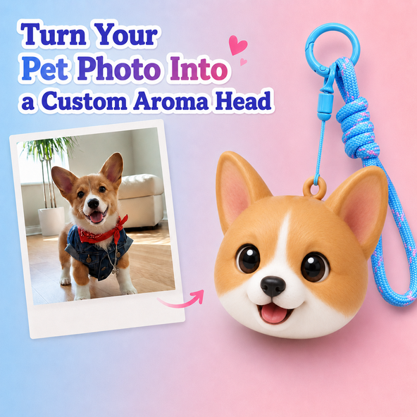 Custom Pet Face Keychain - Scented Bag Charm from Your Photo