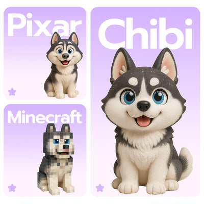 Custom Chibi dog figure cute anime style pet gift