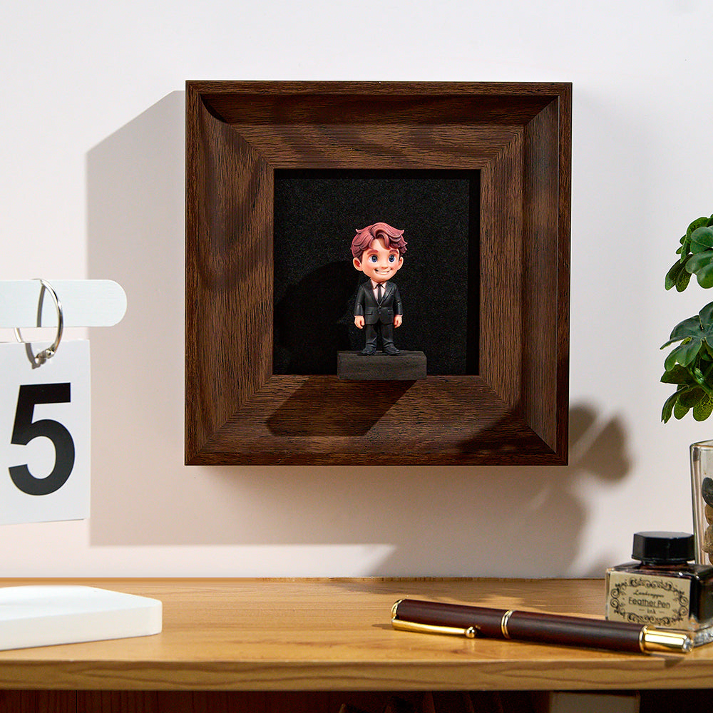 Memorial Photo to 3D Figurine in Wooden Frame Unique Custom Gift Decor Christmas Present