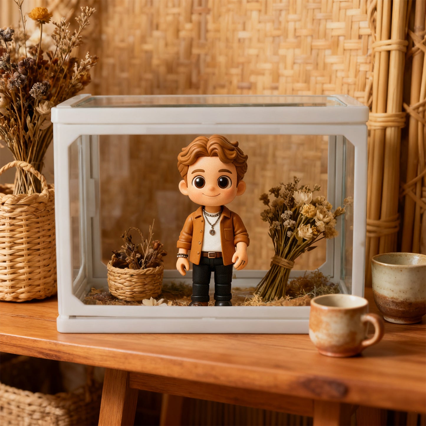 Personalized Chibi 3D Figure Display Case High Clarity Glass Storage Box Mini Figure Doll for Collectibles & Anniversary Gifts