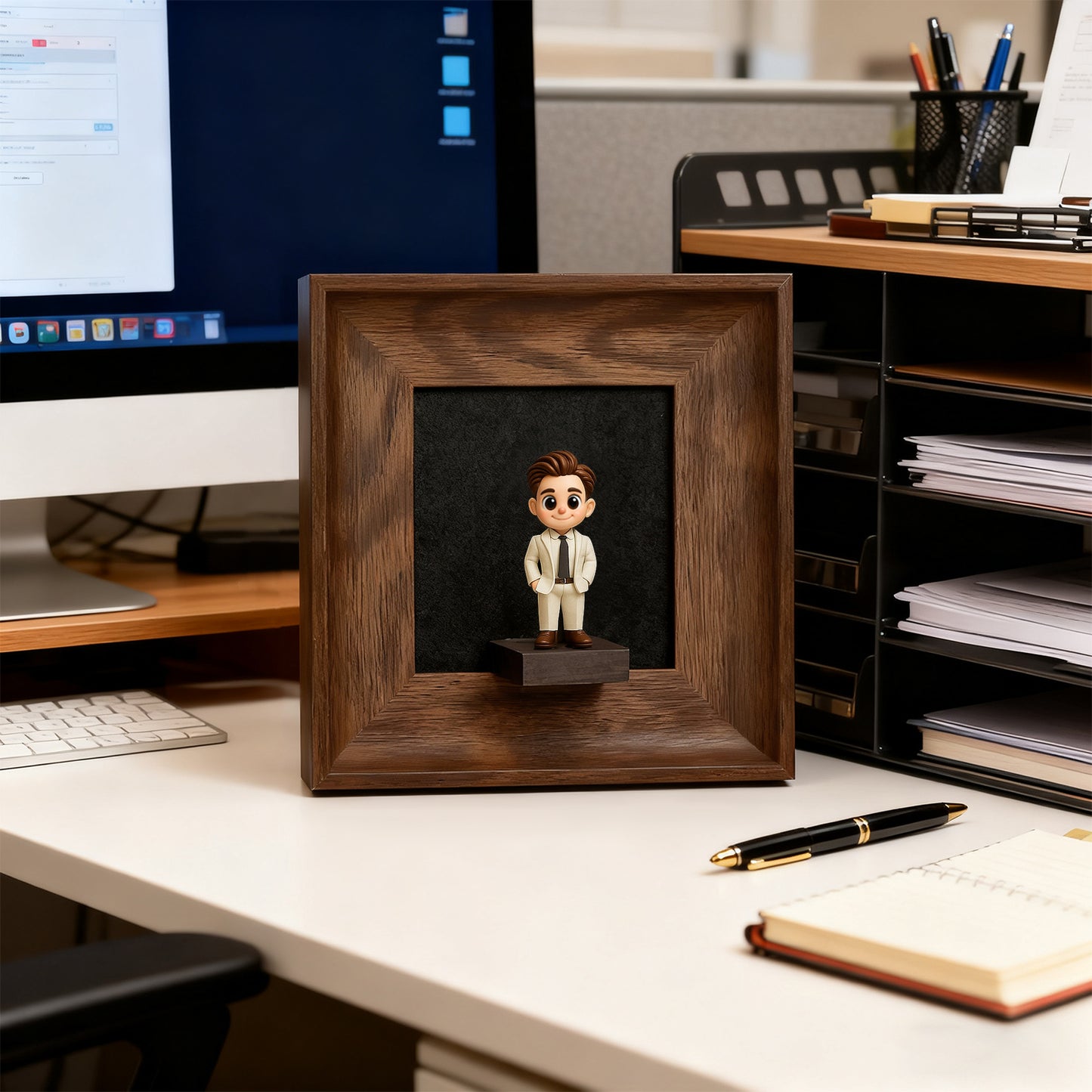 Memorial Photo to 3D Figurine in Wooden Frame Unique Custom Gift Decor Christmas Present