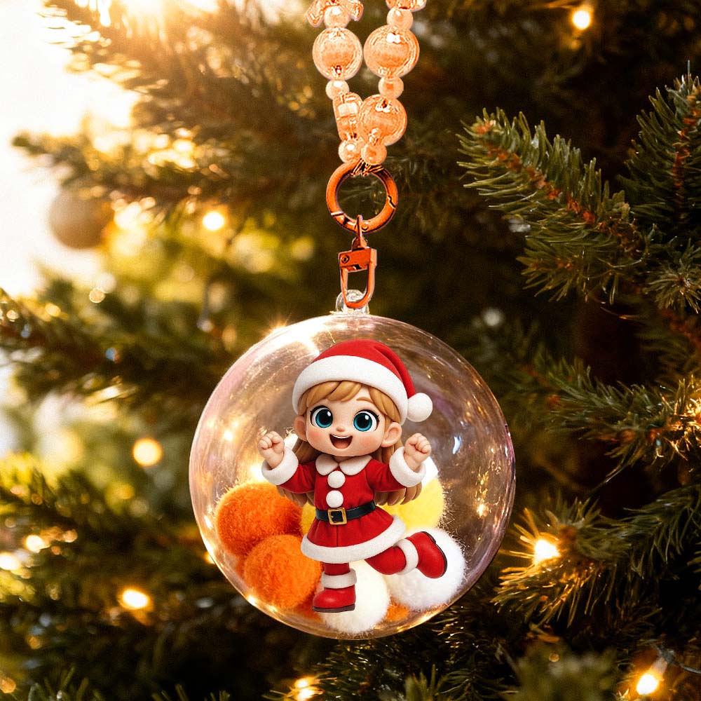 Custom 3D Mini Figure from Photo Christmas Ornament Personalized Transparent Hanging Ball Decoration for Christmas Tree