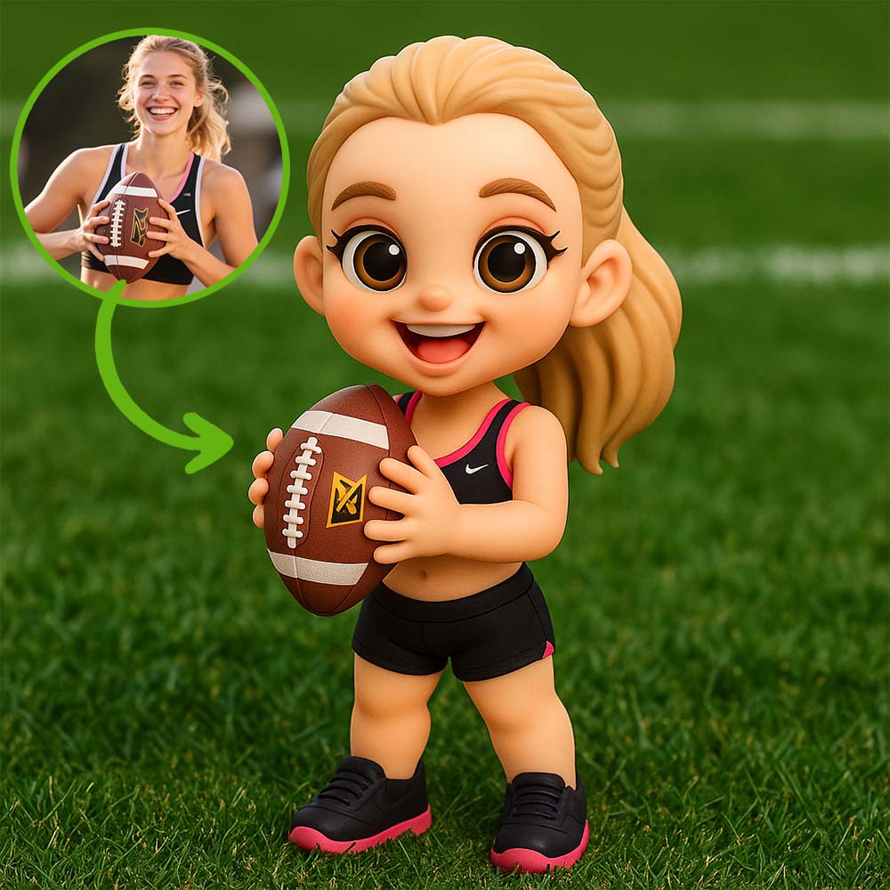 Custom 3D Cartoon Figure Statue Personalized Gift for Football Fans Unique Monument Keepsake