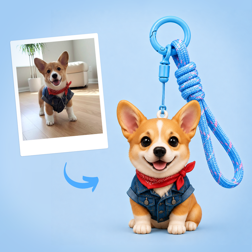 Custom Pet Keychain & Bag Charm - Figure from Your Photo