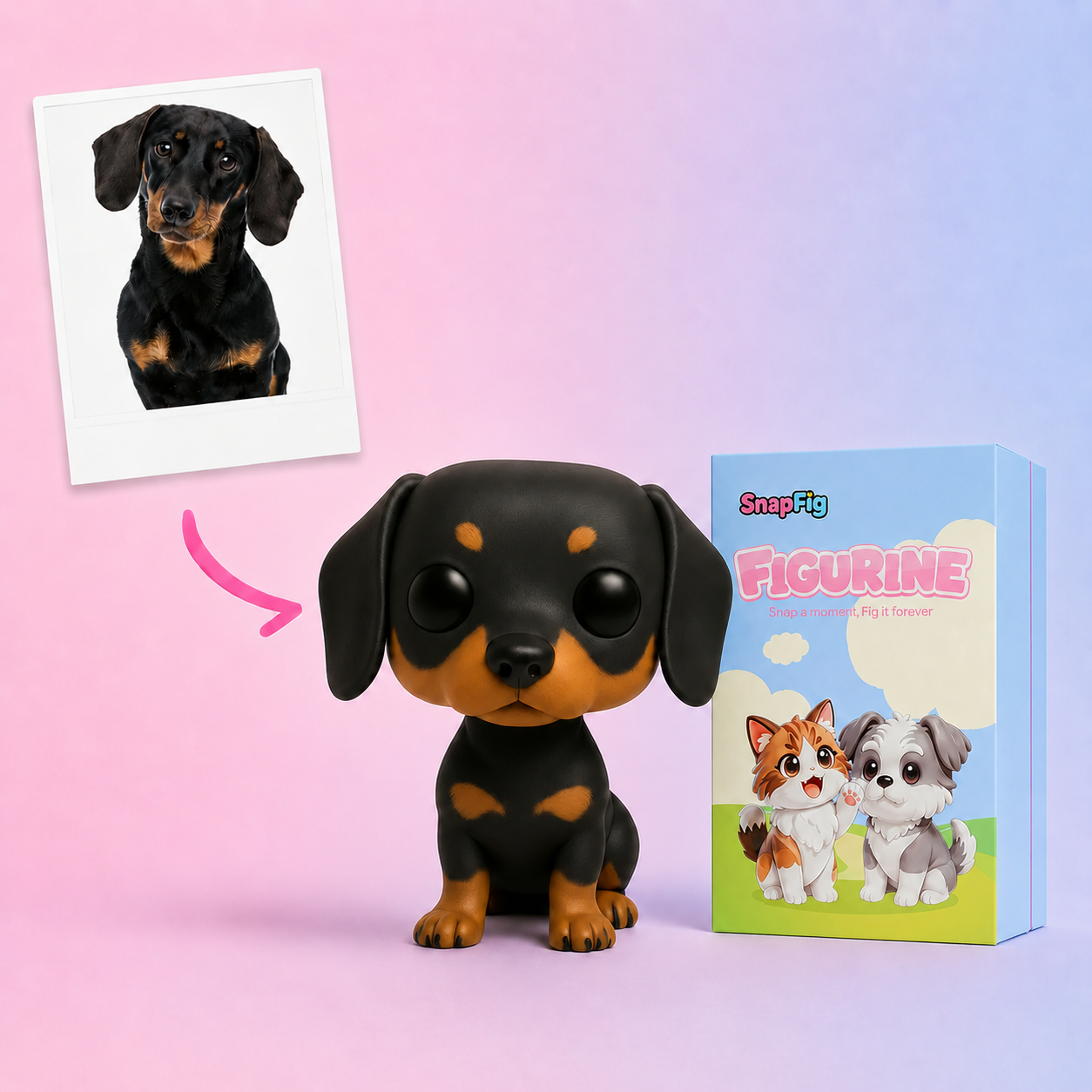 Personalized Dog Funko figure with custom coat markings