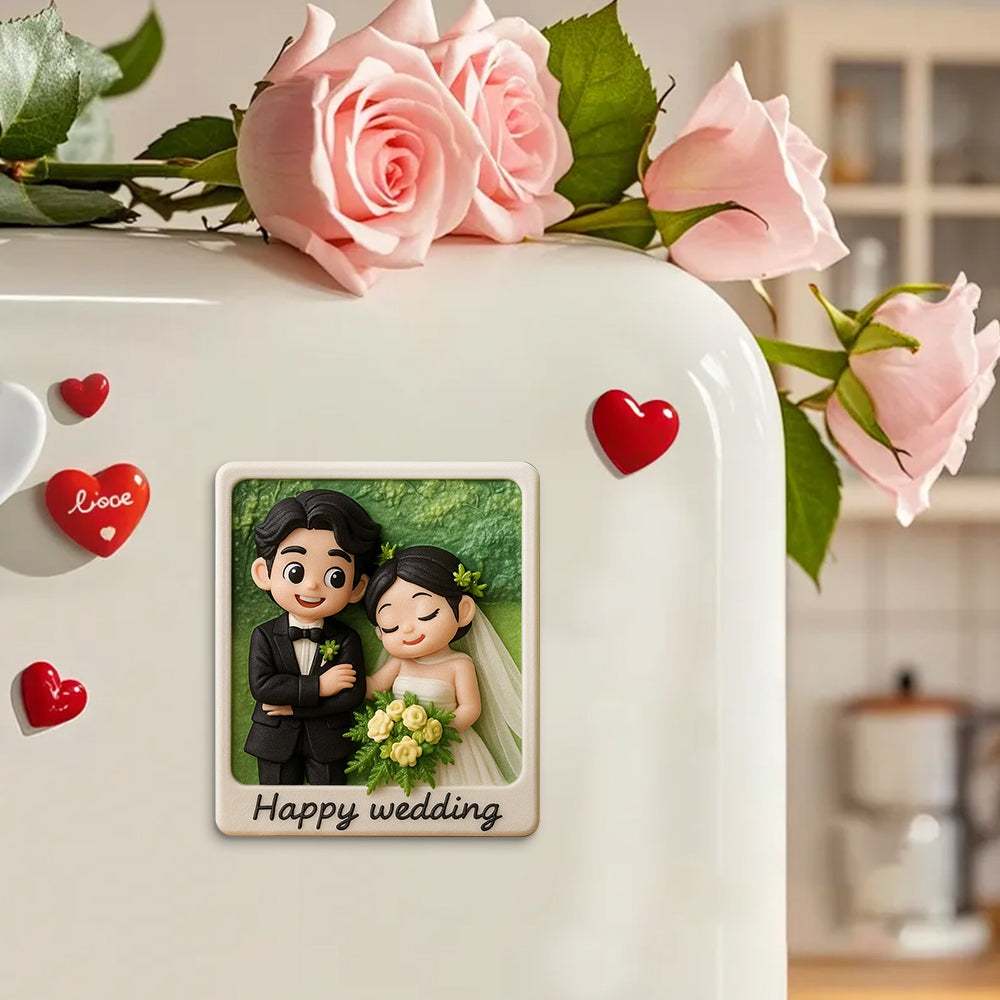 Romantic Custom 3D Fridge Magnet Couple Gift from Photo Personalized Magnetic Decoration for Anniversary