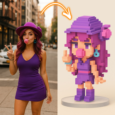 Custom Urban Chic Girl 3D Figurine - Personalized Bestie Birthday Gift