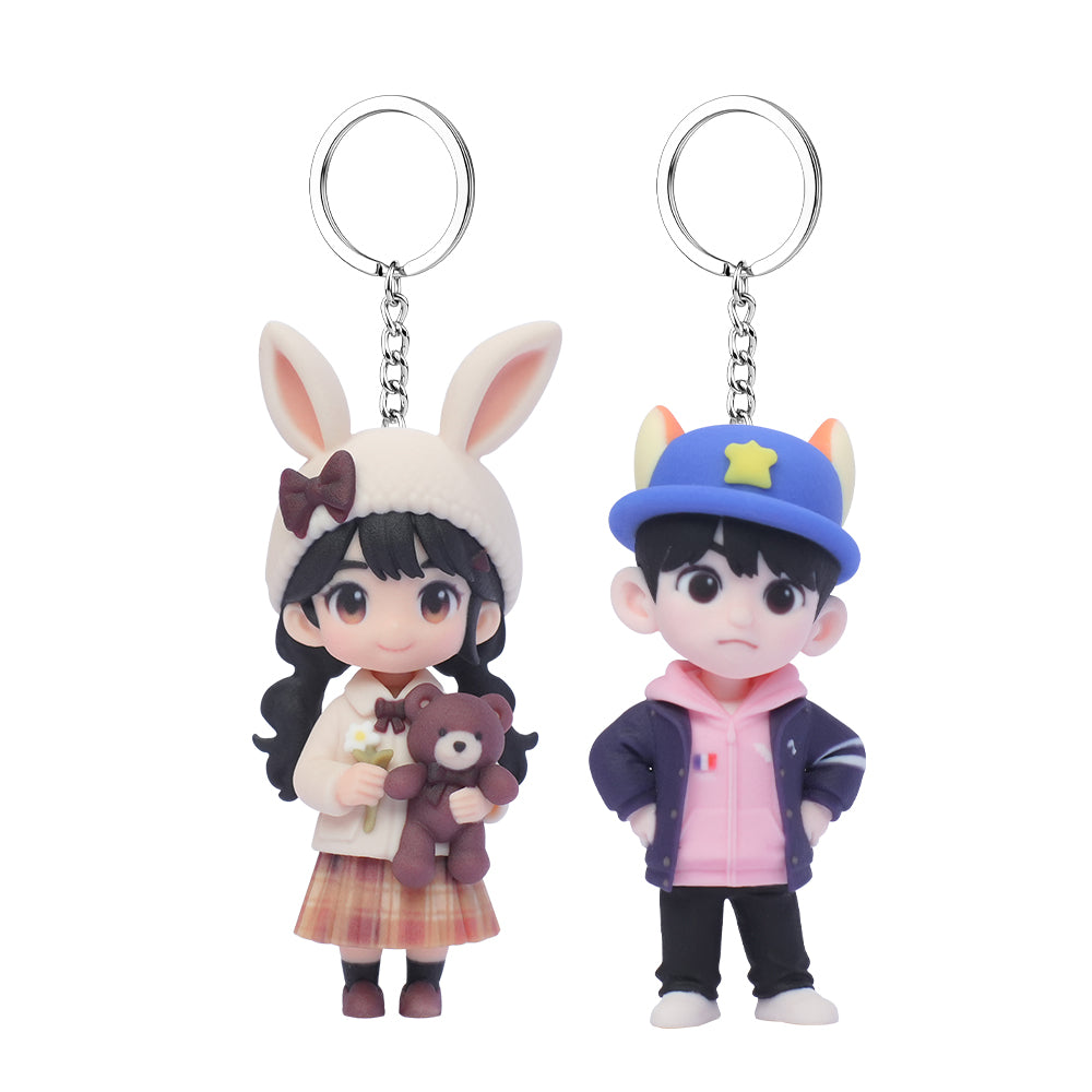 Long distance relationship gift 3D couple keychain