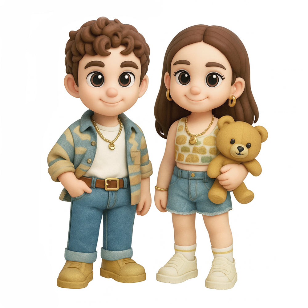 Personalized Cartoon 3D Figurines for Two Custom Character Action Figures Based on Your Photos Romantic or Friendship Gift for Any Occasion