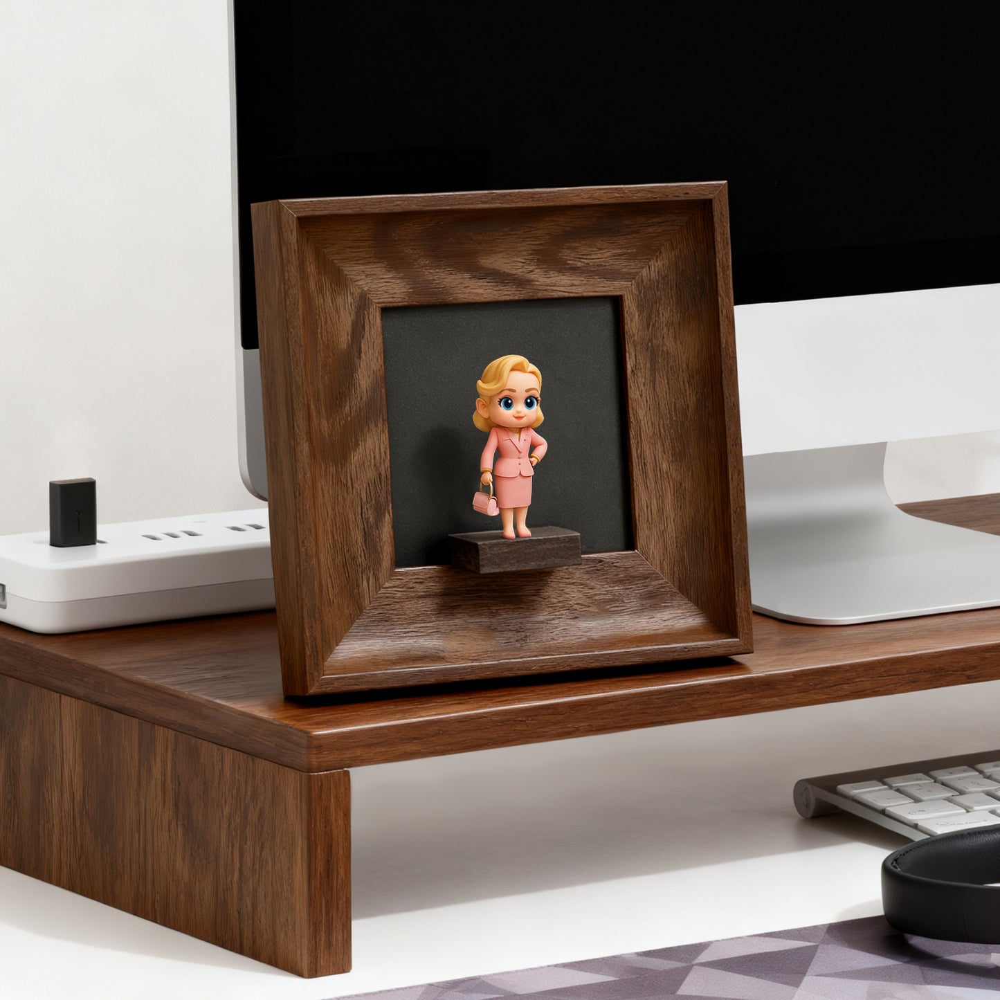 Memorial Photo to 3D Figurine in Wooden Frame Unique Custom Gift Decor Christmas Present