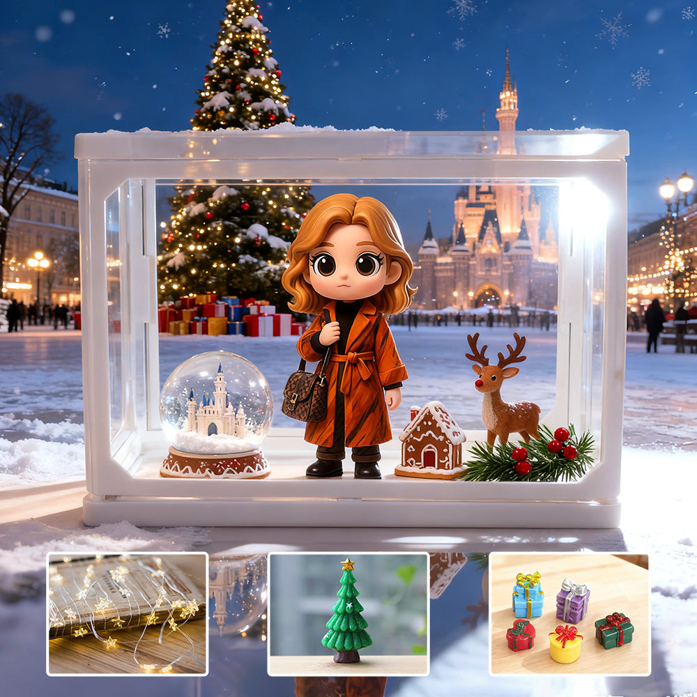 Personalized Chibi 3D Figure Display Case High Clarity Glass Storage Box Mini Figure Doll for Collectibles & Anniversary Gifts