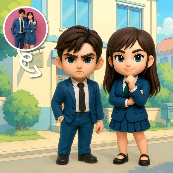 Create 3D Chibi Cartoon Figures from Two Cosplay Photos Custom Anime Style Miniature Figurines
