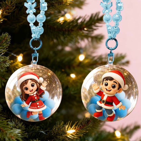 Custom 3D Mini Figure from Photo Christmas Ornament Personalized Transparent Hanging Ball Decoration for Christmas Tree