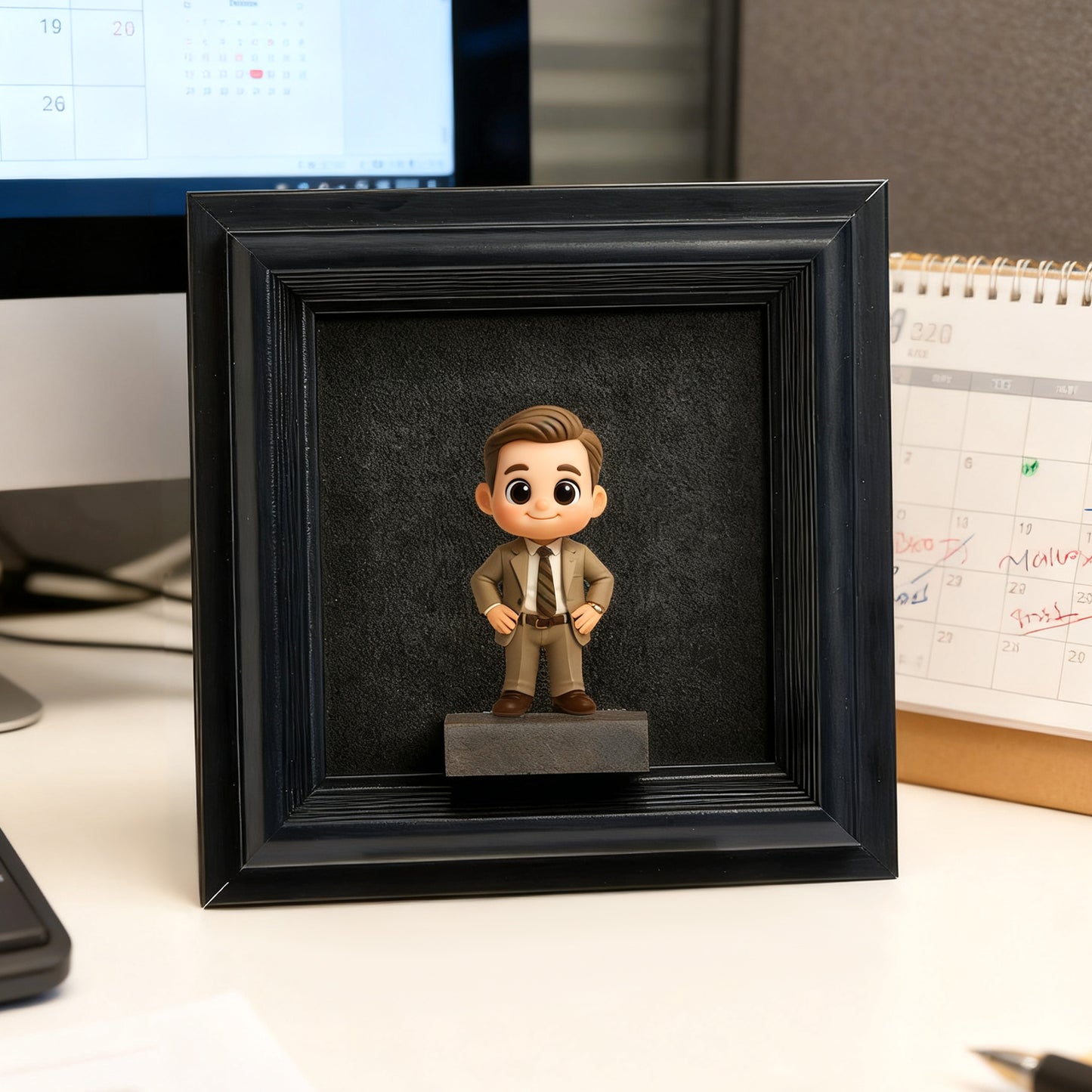 Memorial Photo to 3D Figurine in Wooden Frame Unique Custom Gift Decor Christmas Present