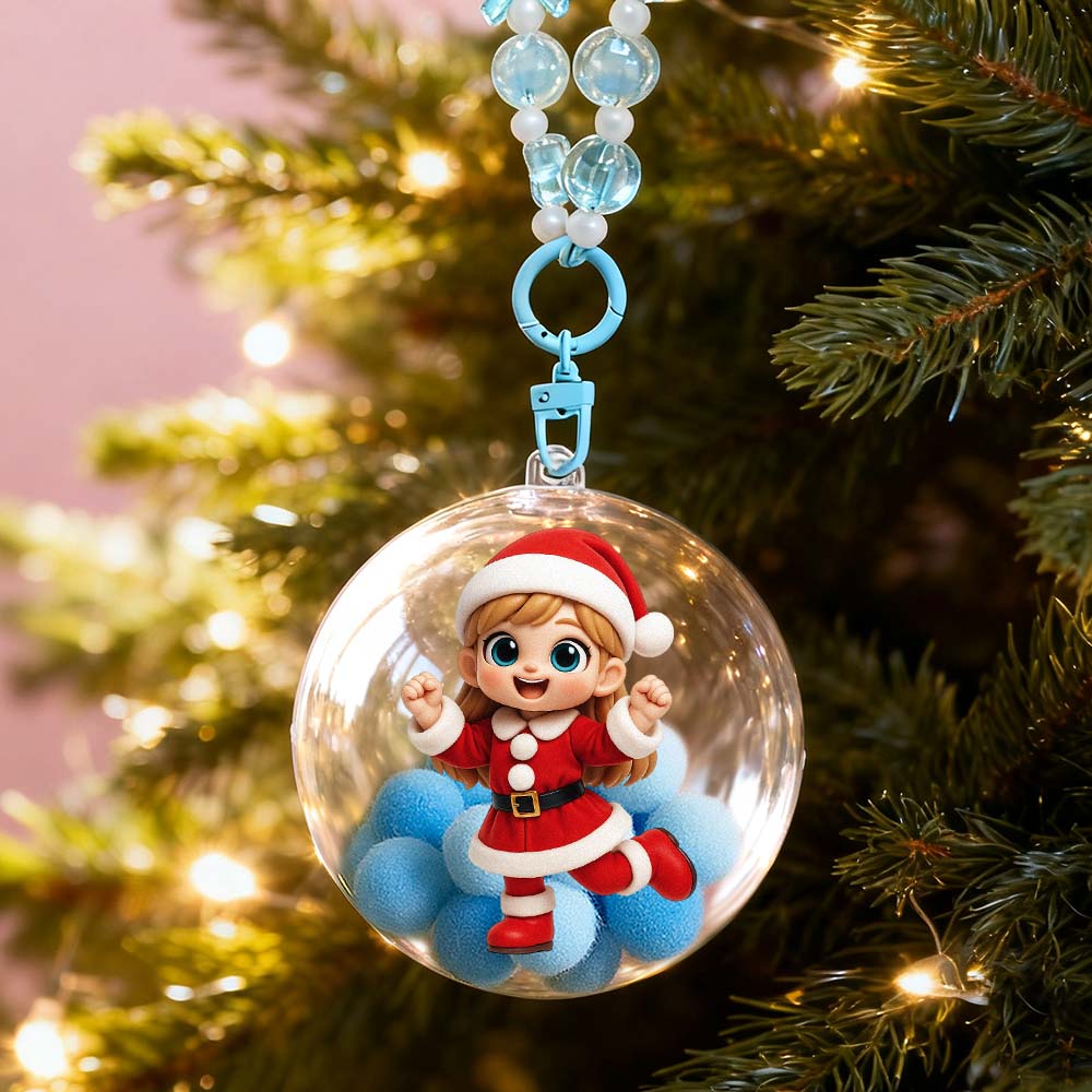 Custom 3D Mini Figure from Photo Christmas Ornament Personalized Transparent Hanging Ball Decoration for Christmas Tree
