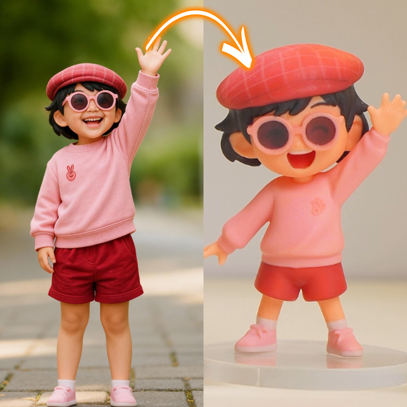 Personalized Girlfriend Birthday Gift - Custom Happy Vibes Chibi Figure Cartoon Style