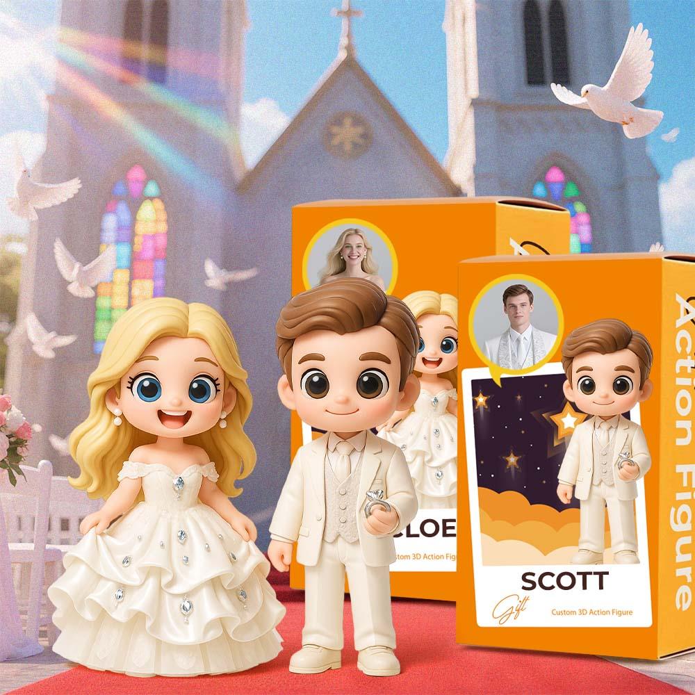 Personalized Cartoon 3D Figurines for Two Custom Character Action Figures Based on Your Photos Romantic or Friendship Gift for Any Occasion